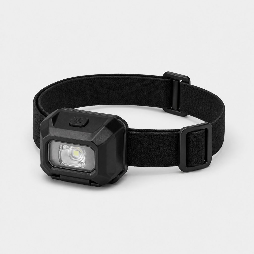 Lampe de poitrine pour course nocturne, vue de face sur fond clair
