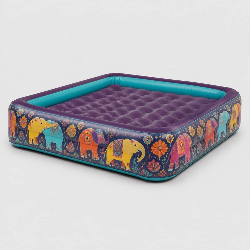 Matelas gonflable à motif éléphant flottant à la surface d'une piscine