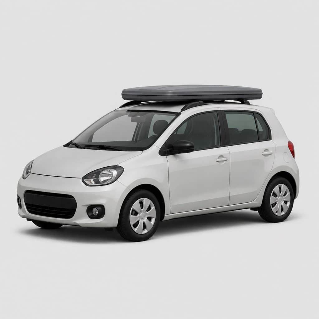 Tente de toit ultra-compacte 2 personnes, repliée sur une petite voiture