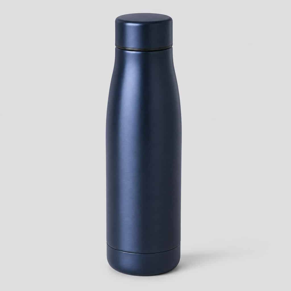Thermos isotherme inox 1 litre bleu, vue de face sur fond clair
