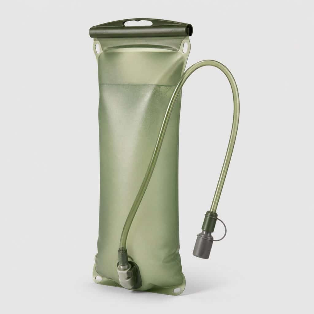 Vessie d'hydratation legere 2 litres, vue de face sur fond clair